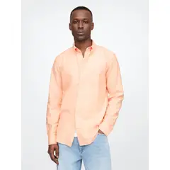 GAP - Camisa Hombre Oxford Standard Fit Manga Larga Naranjo