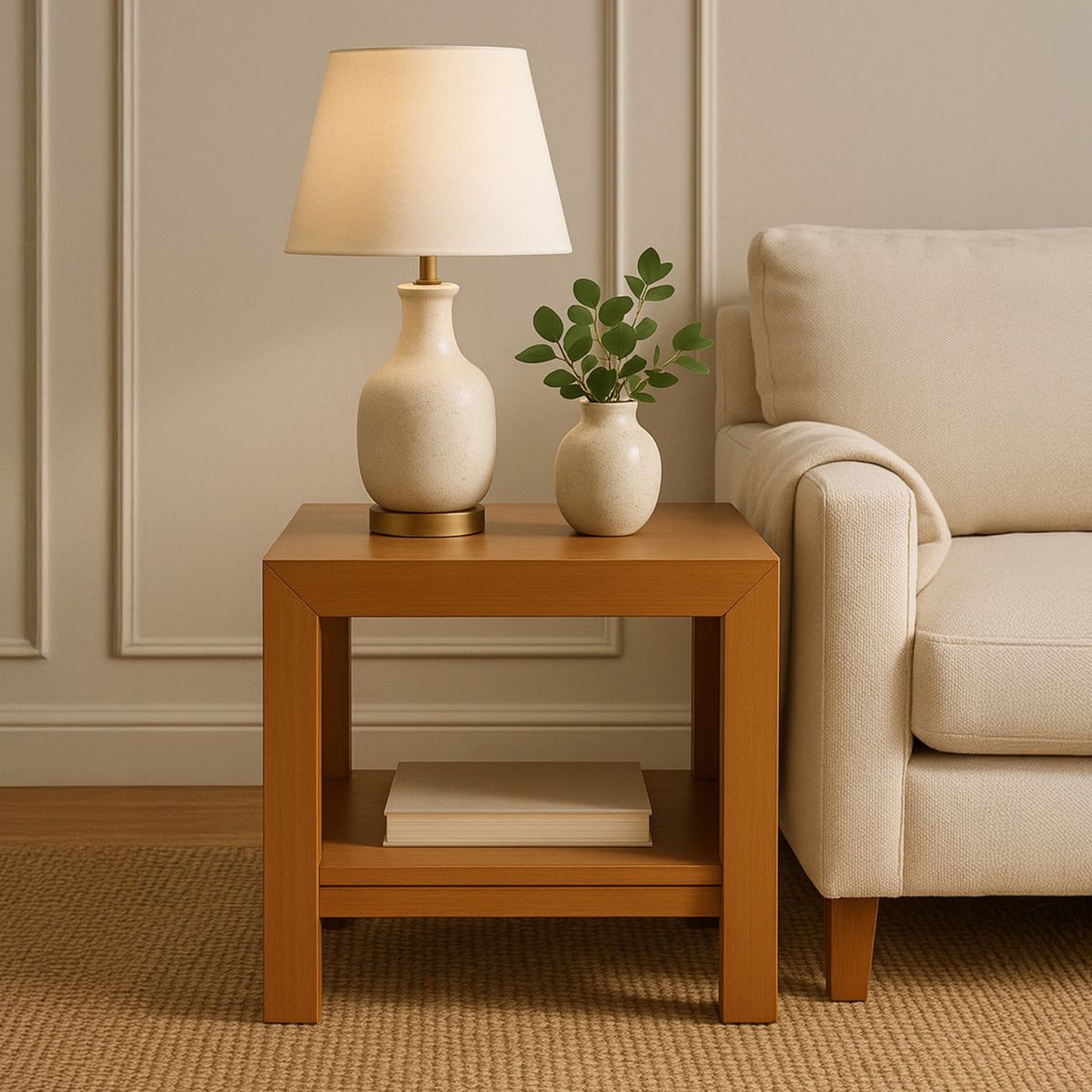 EXIT - Mesa Auxiliar 100% Madera 55x45x55 cm Marrón - Kynus