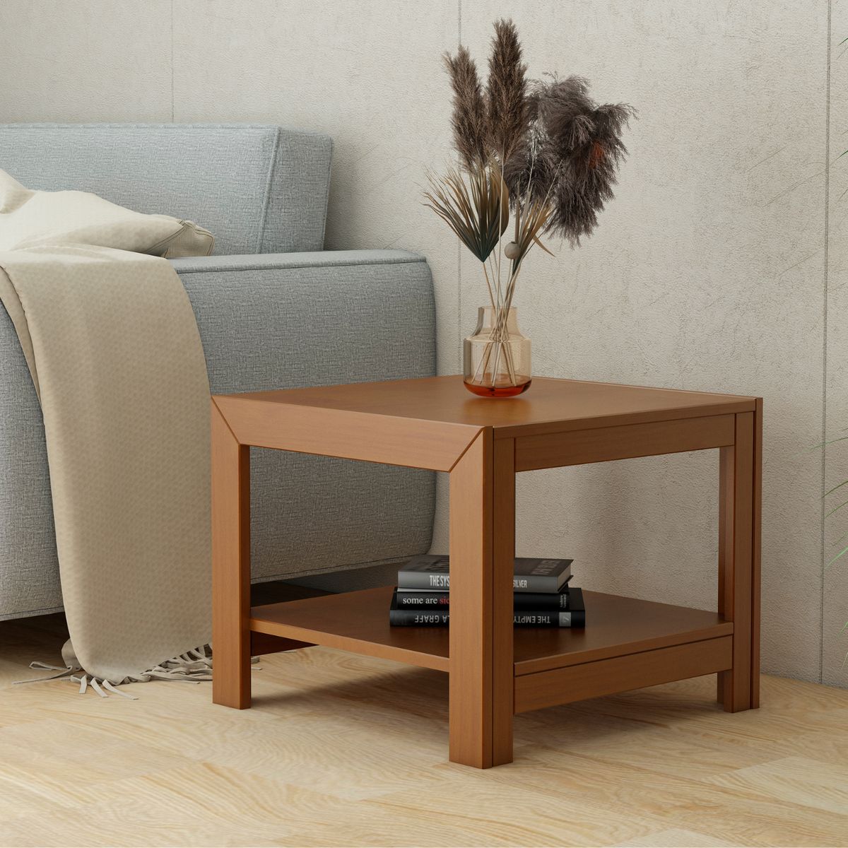 EXIT - Mesa Auxiliar 100% Madera 55x45x55 cm Marrón - Kynus