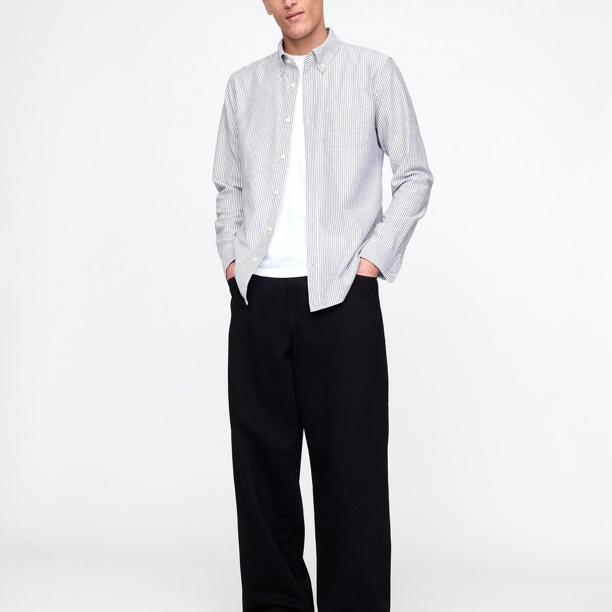 GAP - Camisa Hombre Oxford Standard Fit Manga Larga Negro Gap