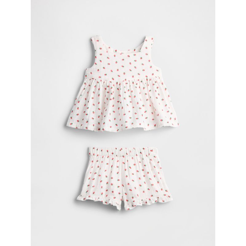 GAP - Enterito Bebe Niña Woven Ruffle Blanco Gap
