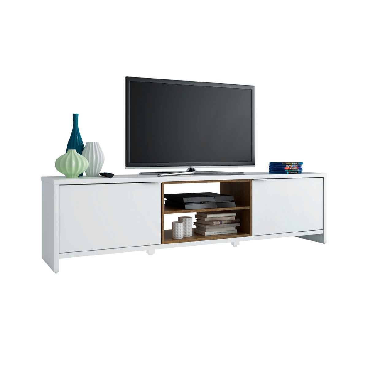 EXIT - Rack TV hasta 75 pulgadas 180x48x39 cm Blanco Lingue