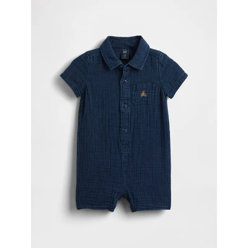 GAP - Enterito Bebe Niño Gasa Pocket Azul Gap