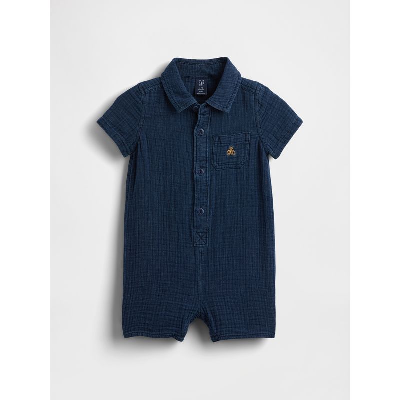 GAP - Enterito Bebe Niño Gasa Pocket Azul Gap