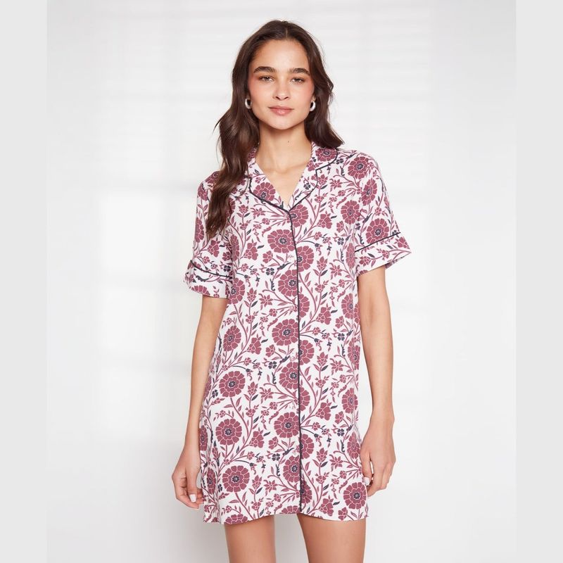 LOUNGE - Camisa De Dormir Mujer Dreamy Flores y Hojas