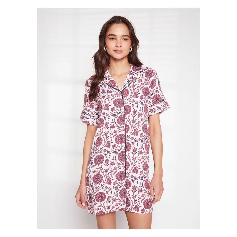 LOUNGE - Camisa De Dormir Mujer Dreamy Flores y Hojas