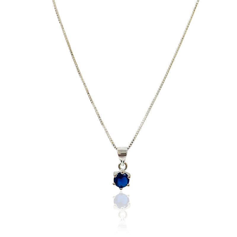 ANDREA COGGIOLA JOYAS - Collar Punto De Luz Circón Azul Grifas Plata Fina 925