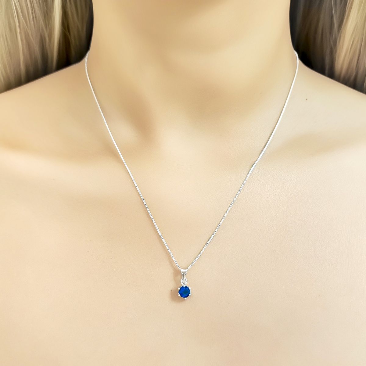 COGGIOLA - Collar Punto De Luz Circón Azul Grifas Plata Fina 925