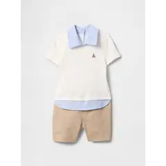 GAP - Outfit Set Bebe Niño Polo 3 en 1 Blanco