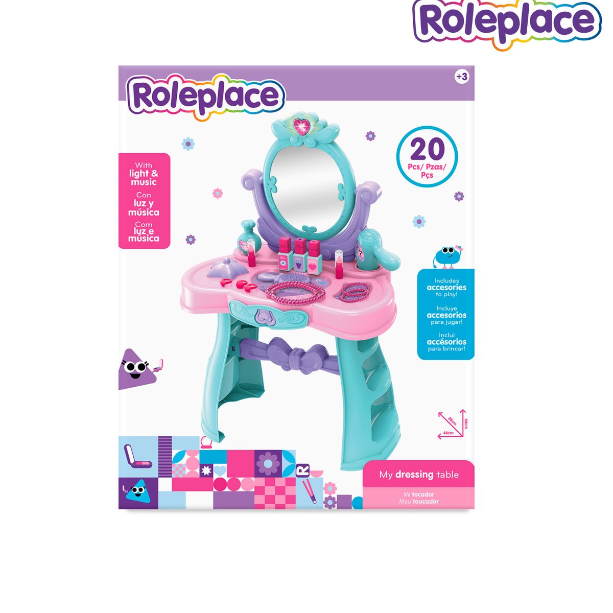 ROLEPLACE - Tocador Juguete con Luz, Sonido y 16 Accesorios