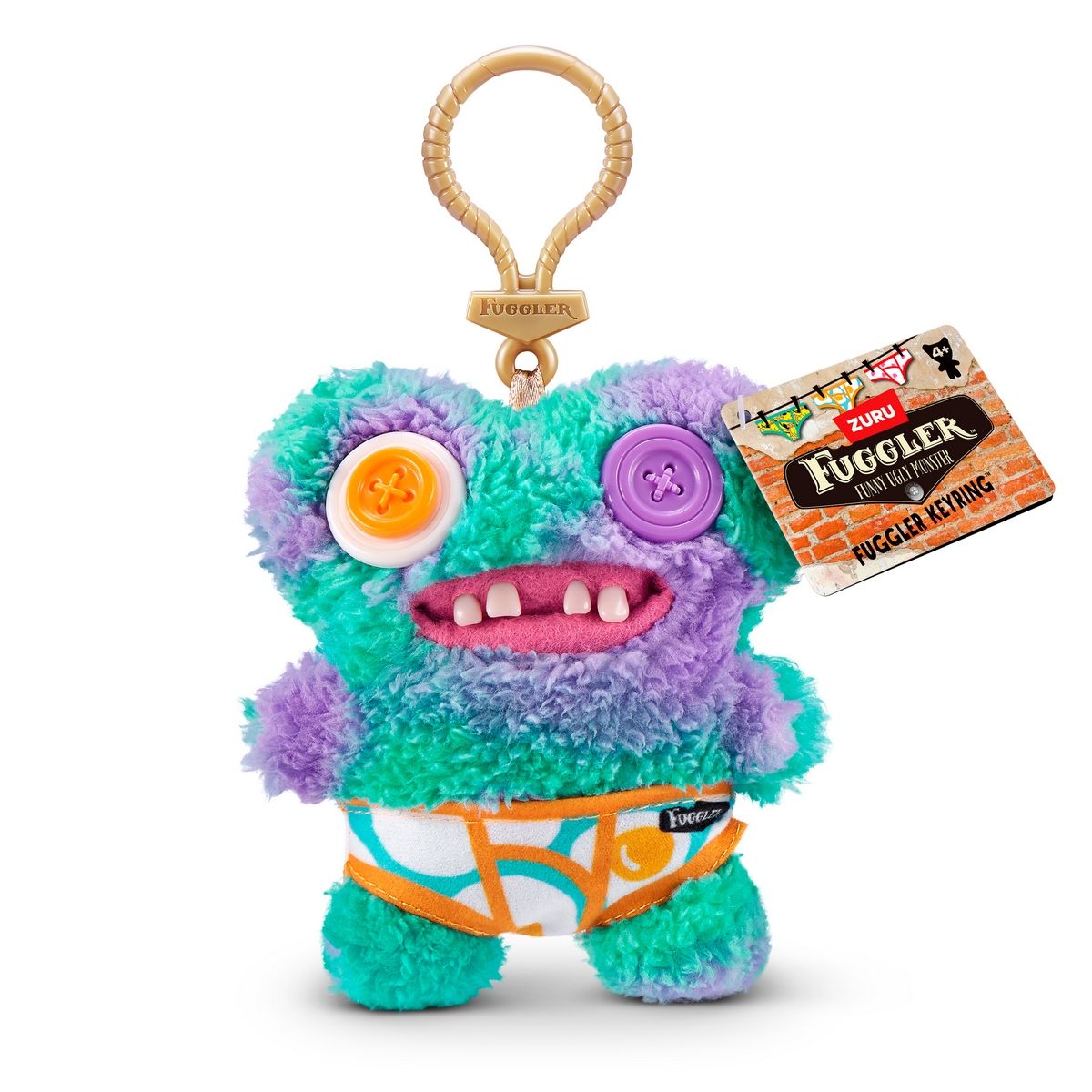 ANSALDO - PELUCHE LLAVERO FUGGLERS DE 13 CMS DE ZURU - VERDE Y MORADO