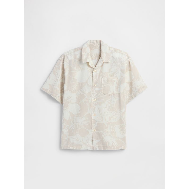 GAP - Camisa Niño Lino Resort Manga Corta Beige Gap