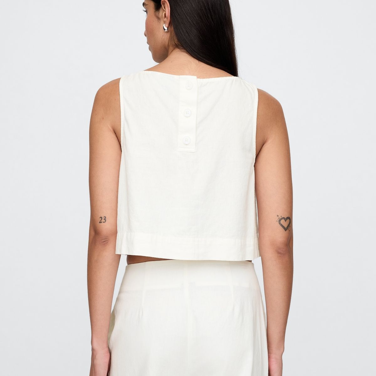 GAP - Blusa Mujer Lino Shell Sin Mangas Blanco Gap
