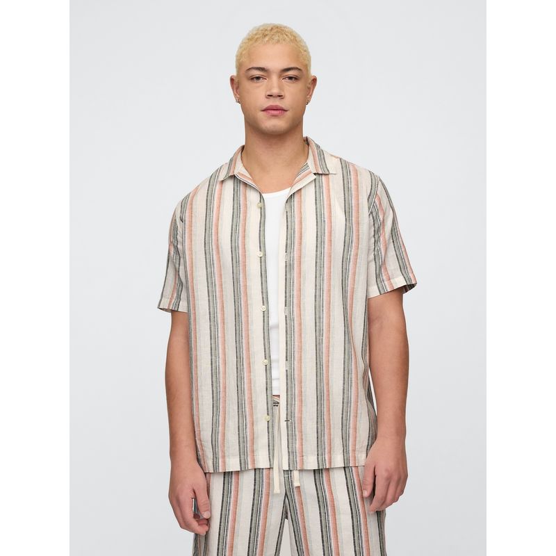 GAP - Camisa Hombre Lino Resort Diseño Manga Corta Multicolor Gap