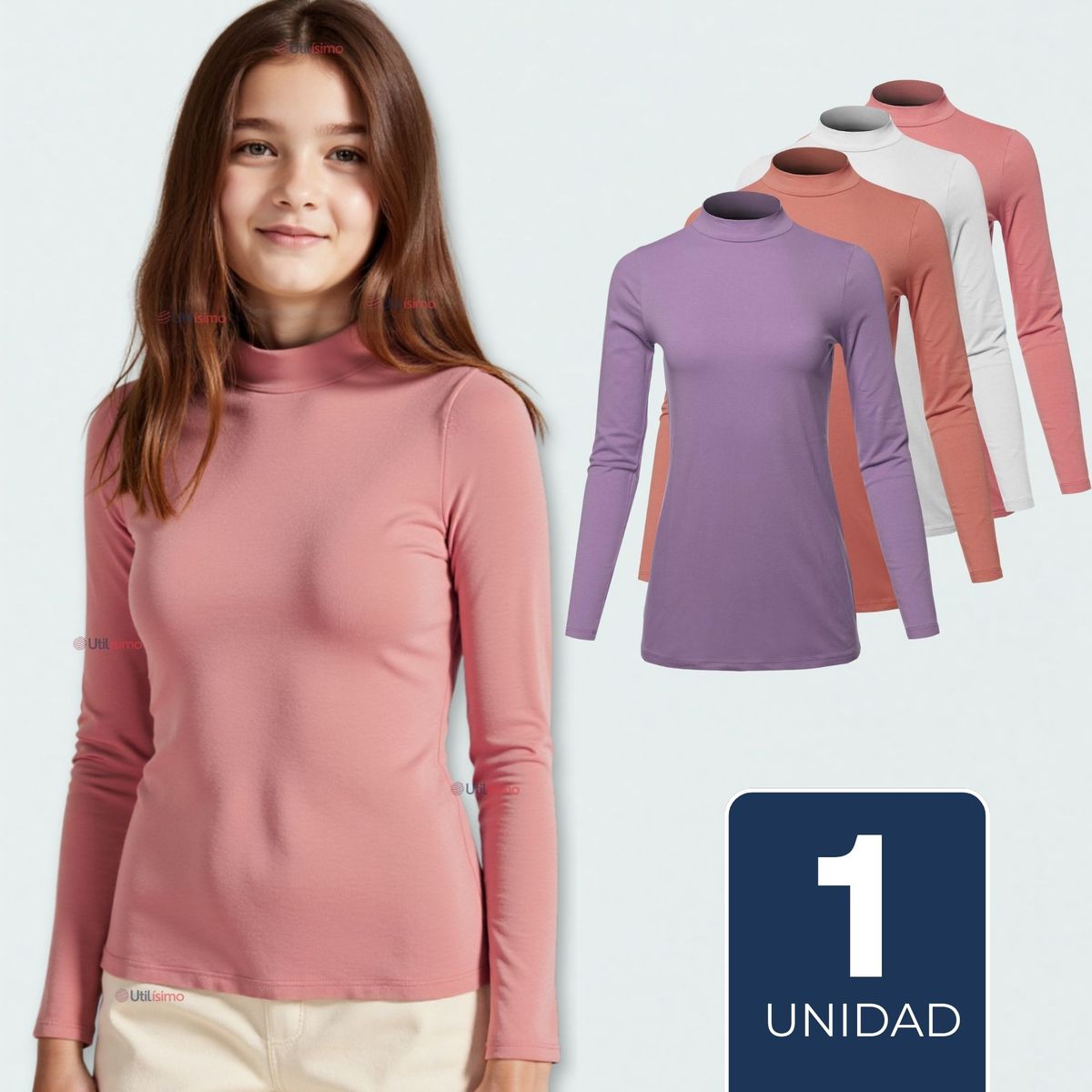 UTILISIMO - Camiseta Niña Juvenil Primera Capa Bambú Invierno Cuello Beatle Polera