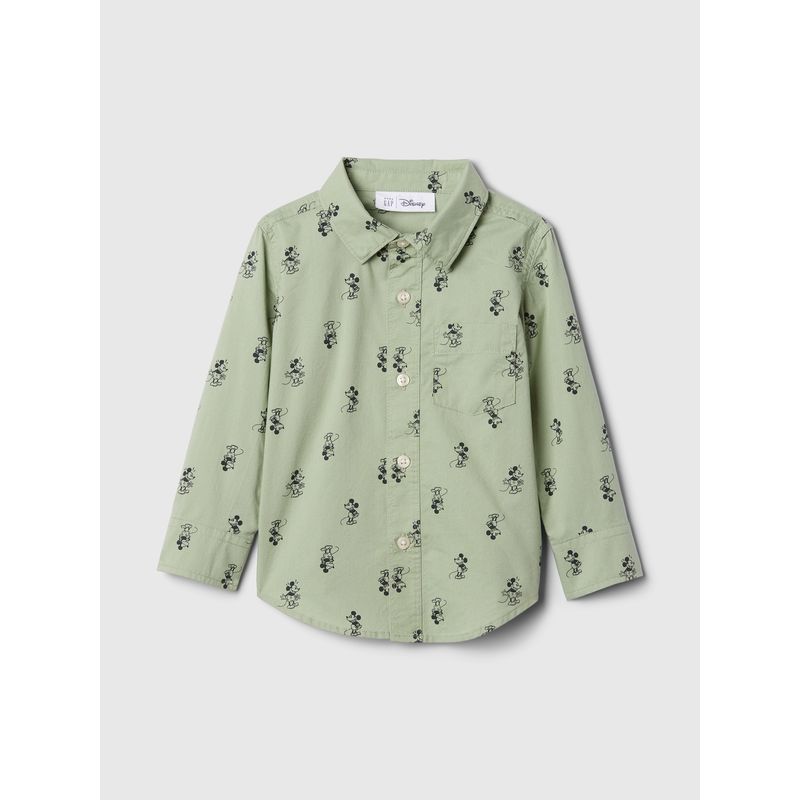 GAP - Camisa Toddler Niño Mickey Mouse Manga Larga Verde Gap