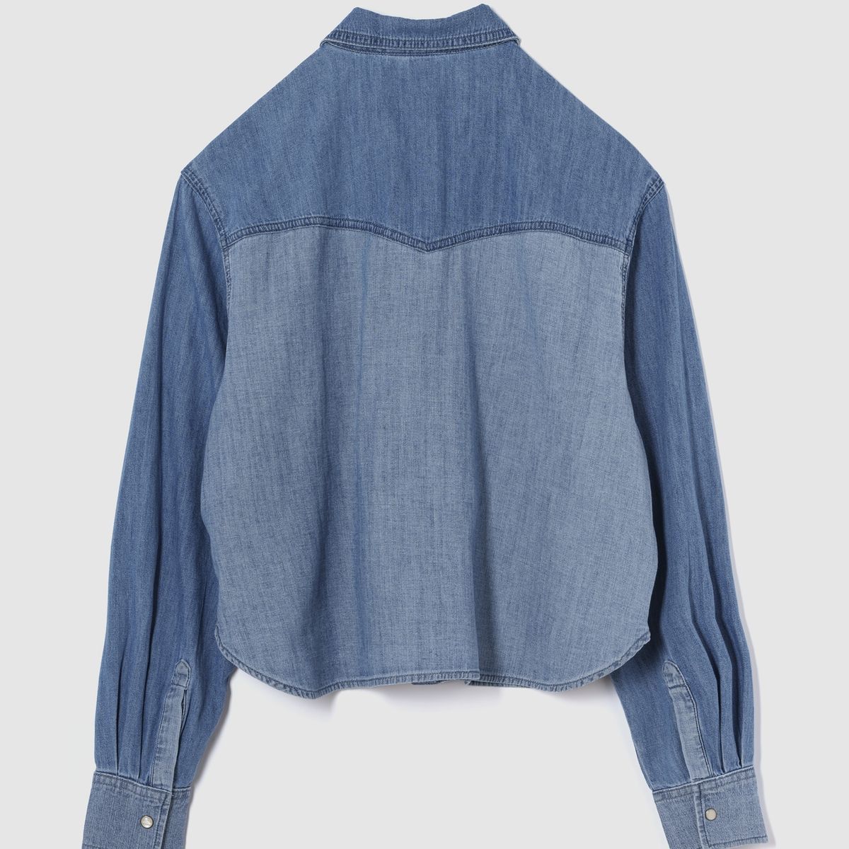 GAP - Blusa Mujer Denim Cropped Western Manga Larga Azul Gap