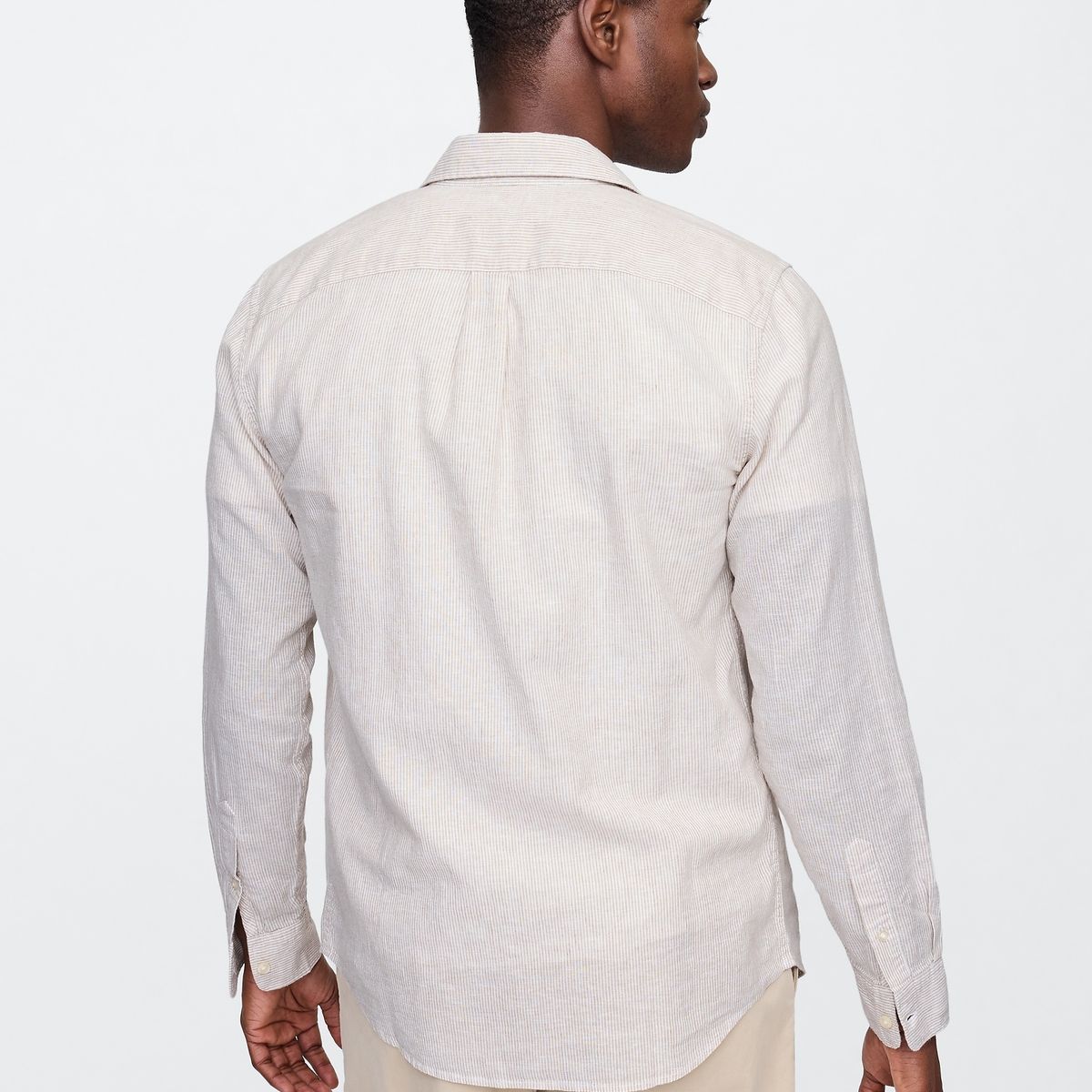 GAP - Camisa Hombre Lino Manga Larga Beige Gap