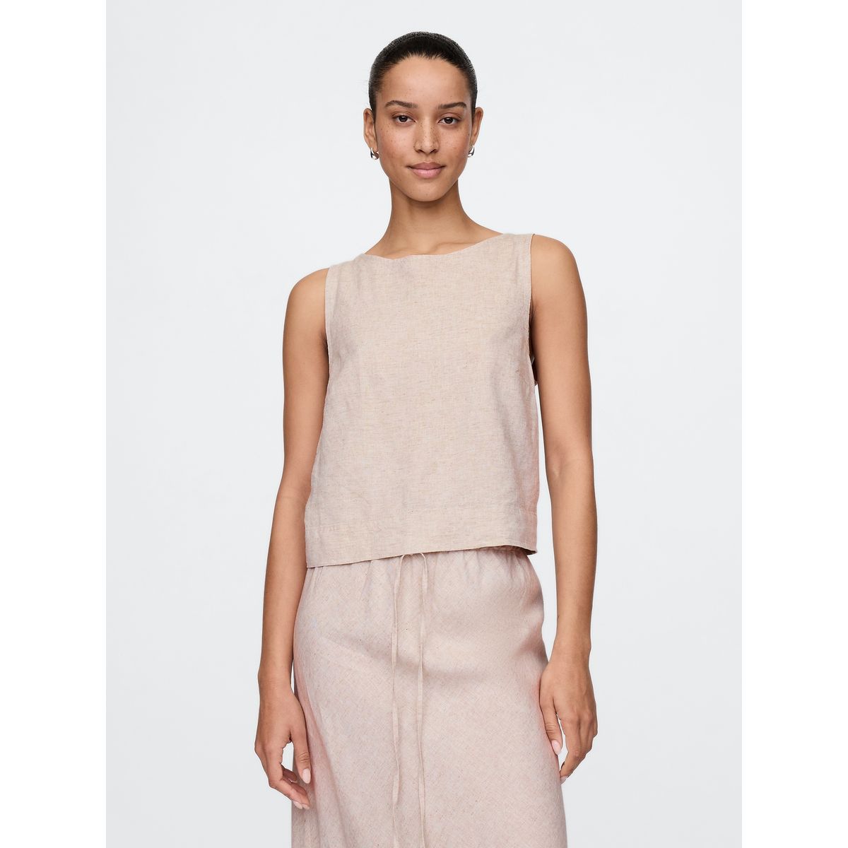 GAP - Blusa Mujer Lino Shell Sin Mangas Beige Gap
