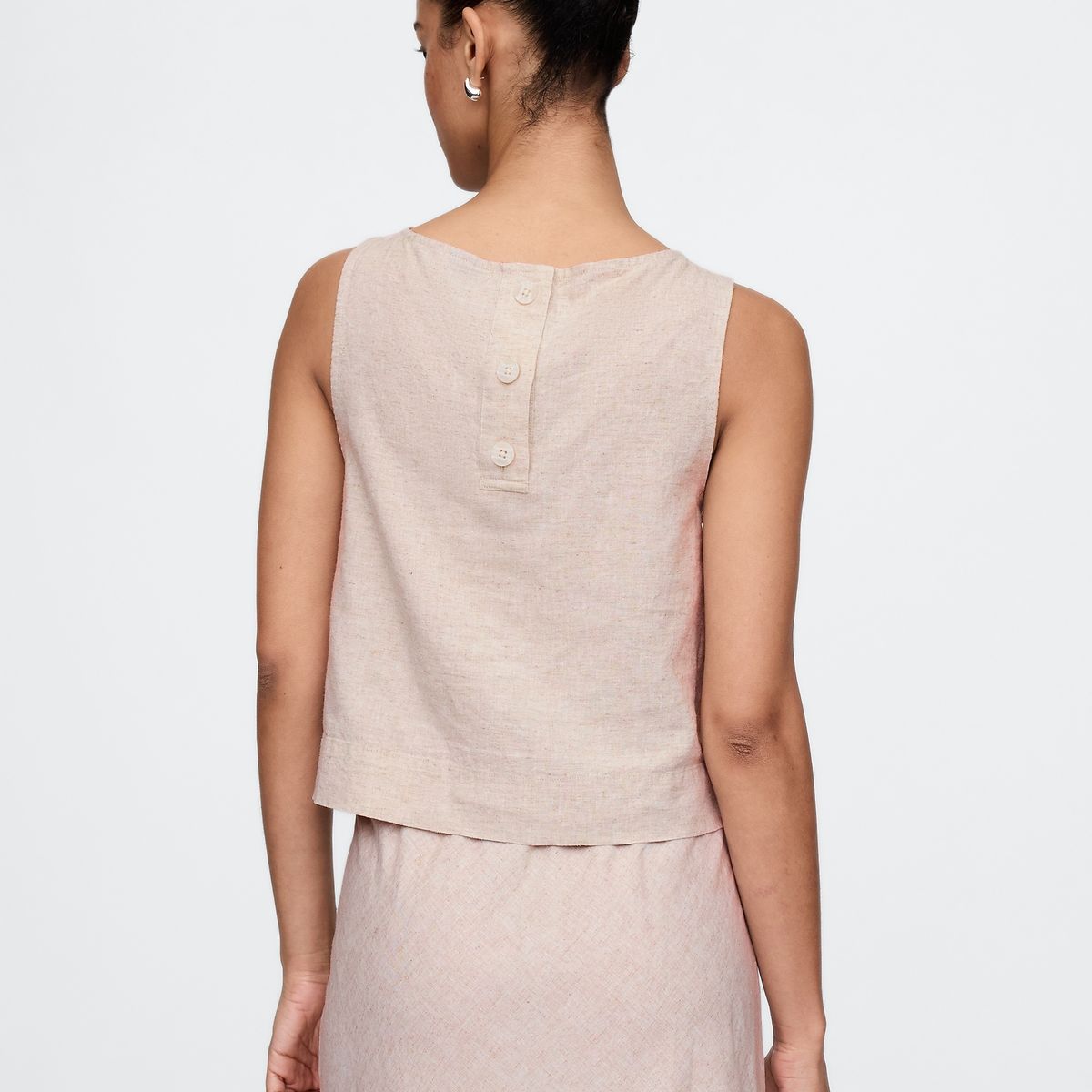 GAP - Blusa Mujer Lino Shell Sin Mangas Beige Gap
