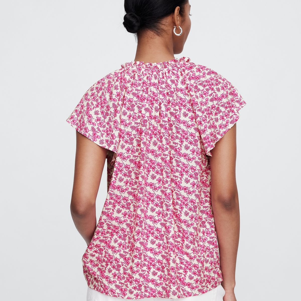 GAP - Blusa Mujer Zen Neck Manga Corta Rosado Gap