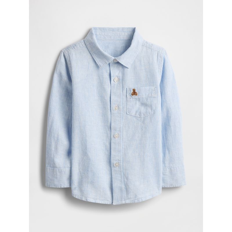 GAP - Camisa Toddler Niño Lino Woven Manga Larga Blanco Gap