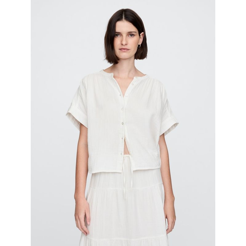 GAP - Blusa Mujer Gauze Dolman Manga Corta Blanco Gap