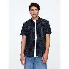 GAP - Camisa Hombre Popelina Manga Corta Azul marino