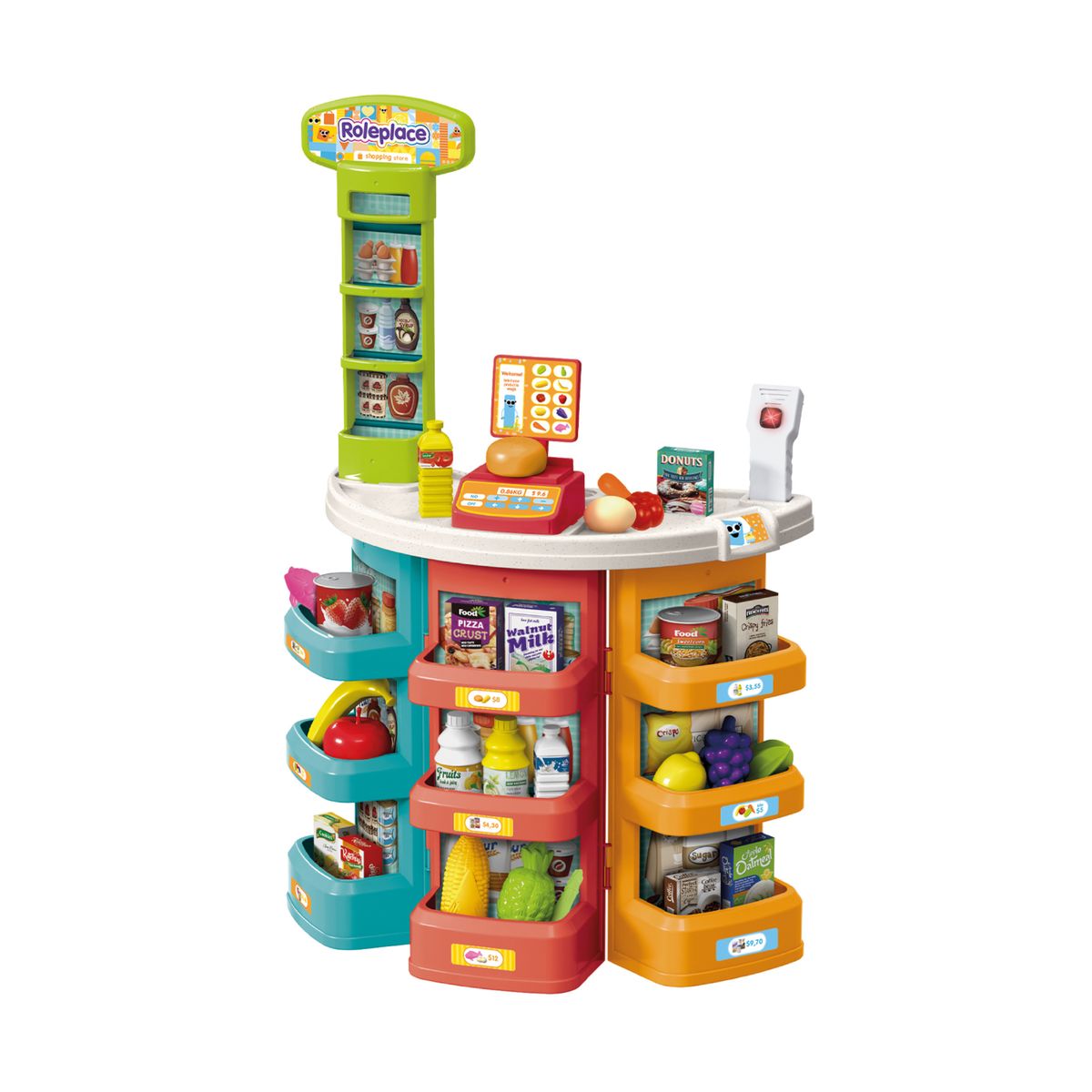 ROLEPLACE - Supermercado Juguete 44 Accesorios con Escáner