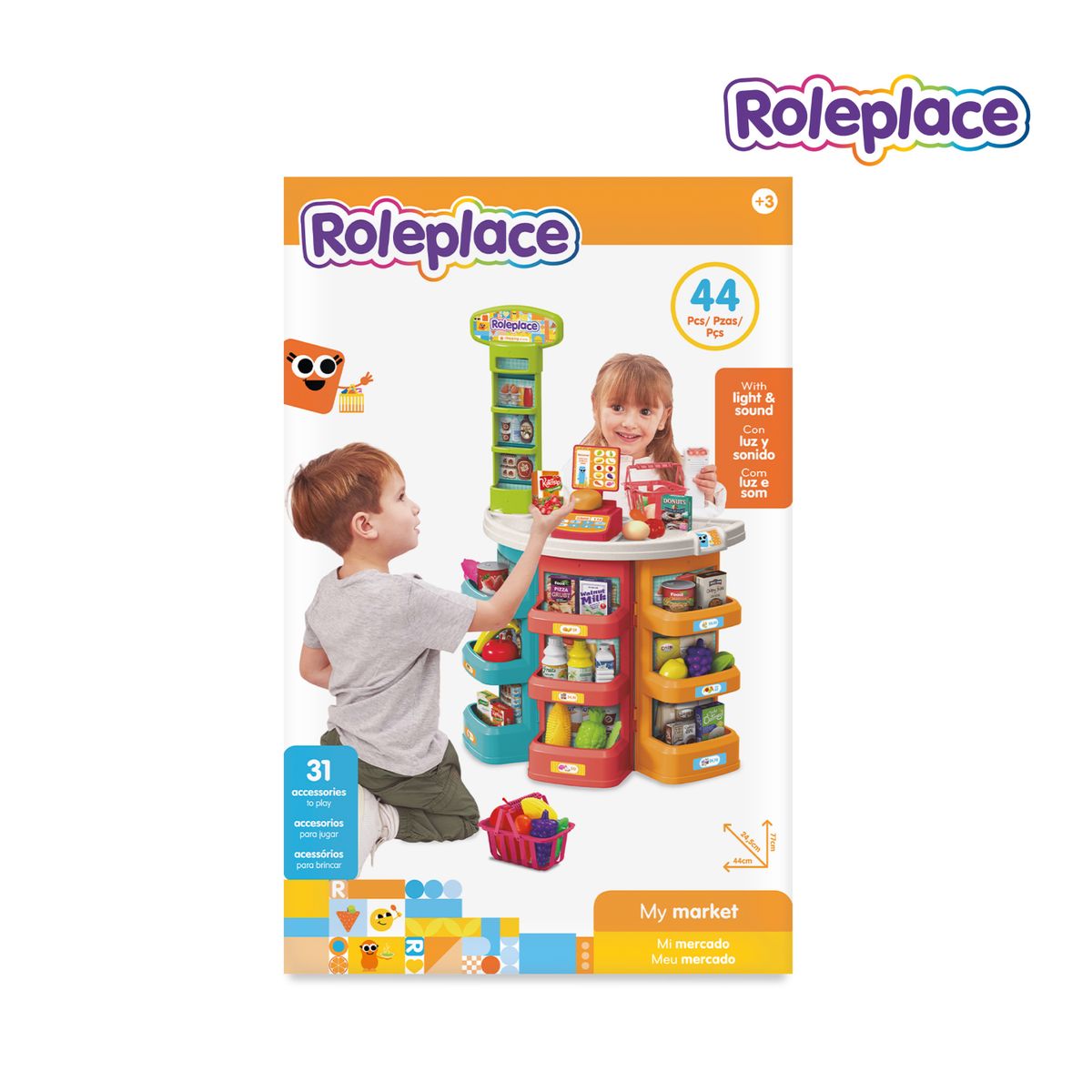 ROLEPLACE - Supermercado Juguete 44 Accesorios con Escáner