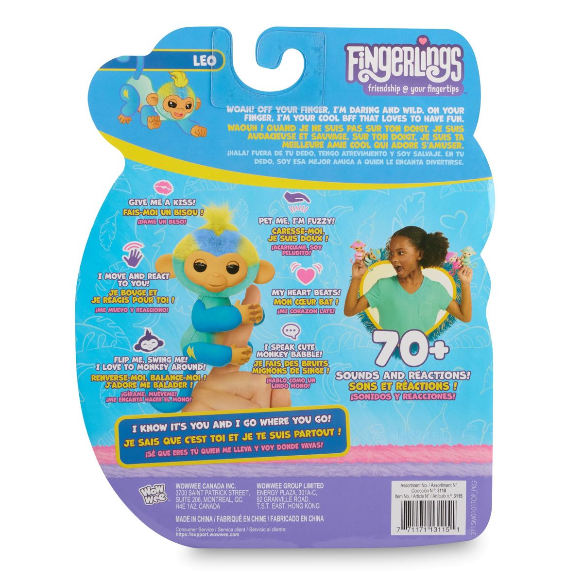 BOING TOYS - Fingerlings Mono Bebe Interactivo Azul