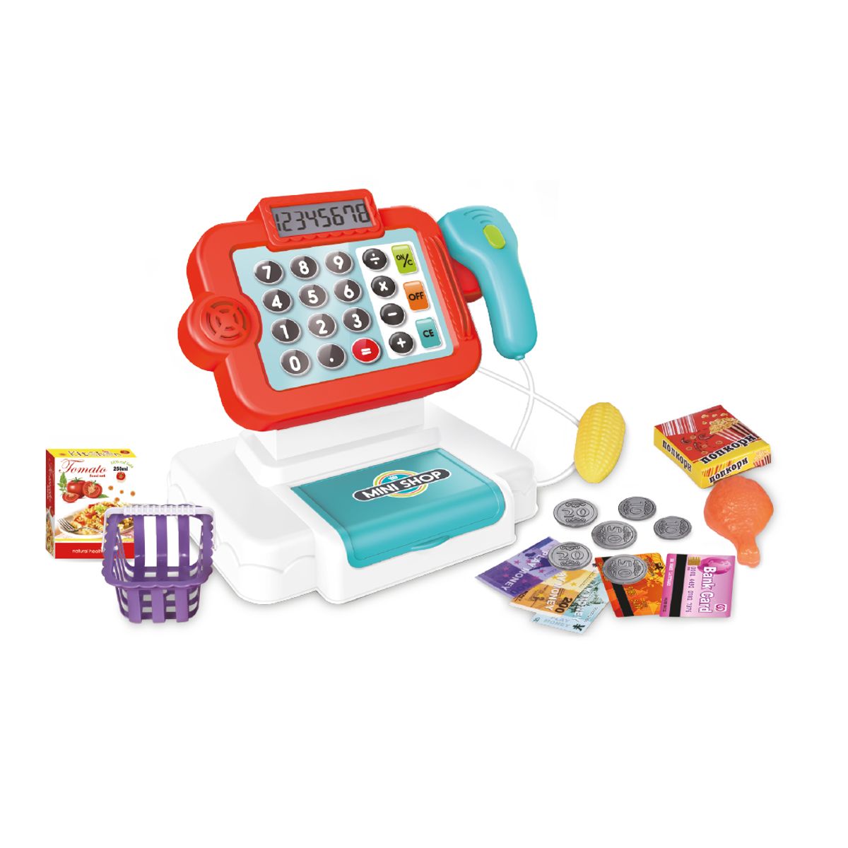 ROLEPLACE - Caja Registradora Juguete con Luz Sonido y Accesorios
