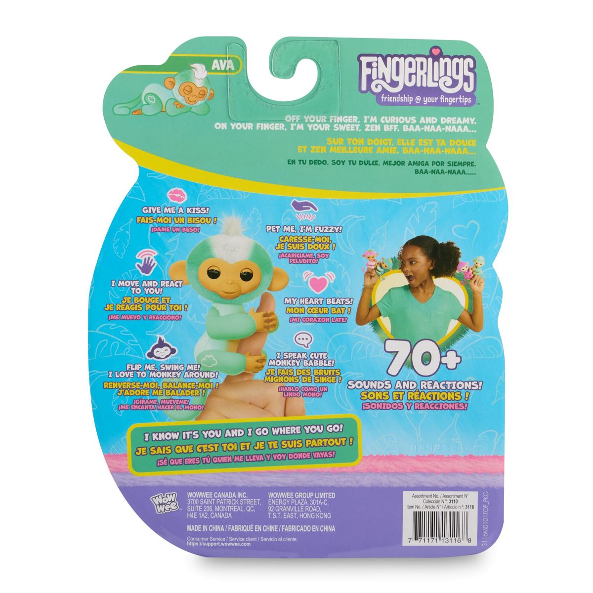 BOING TOYS - Fingerlings Mono Bebe Interactivo Verde Agua
