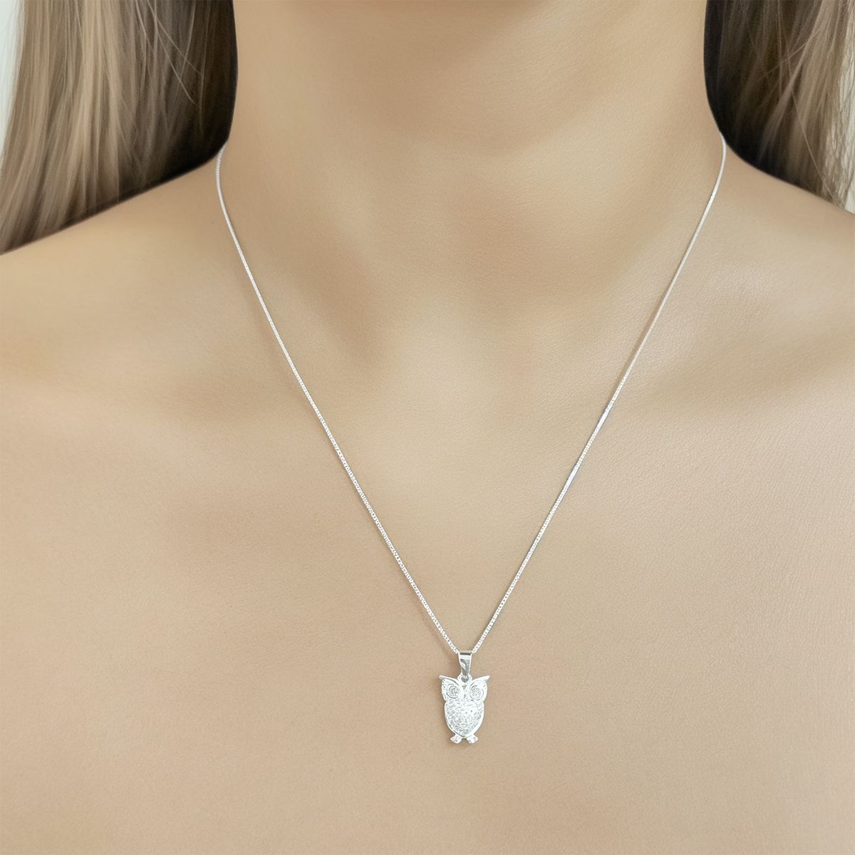 COGGIOLA - Collar Lechuza Circón Plata Fina 925