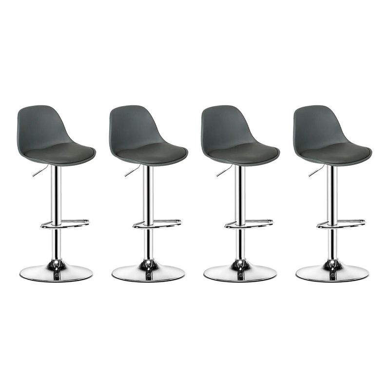 GLOBAL LATIN GROUP - Pack 4 Silla Piso bar Eame de Altura Regulable con Respaldo - Gris