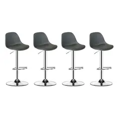 GLOBAL LATIN GROUP - Pack 4 Silla Piso bar Eame de Altura Regulable con Respaldo - Gris