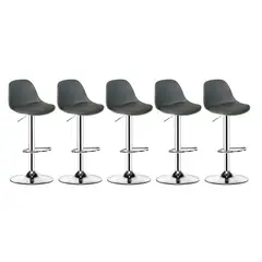 GLOBAL LATIN GROUP - Pack 5 Silla Piso bar Eame de Altura Regulable con Respaldo - Gris