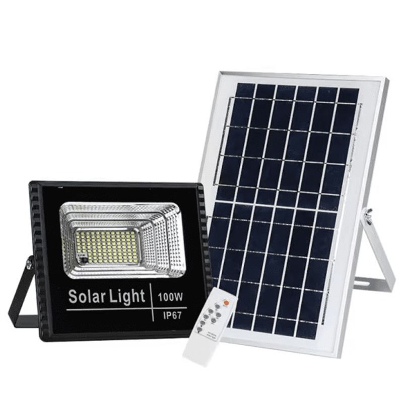 GENERICO - Foco Reflector Solar 100w + Panel Solar Y Control Remoto
