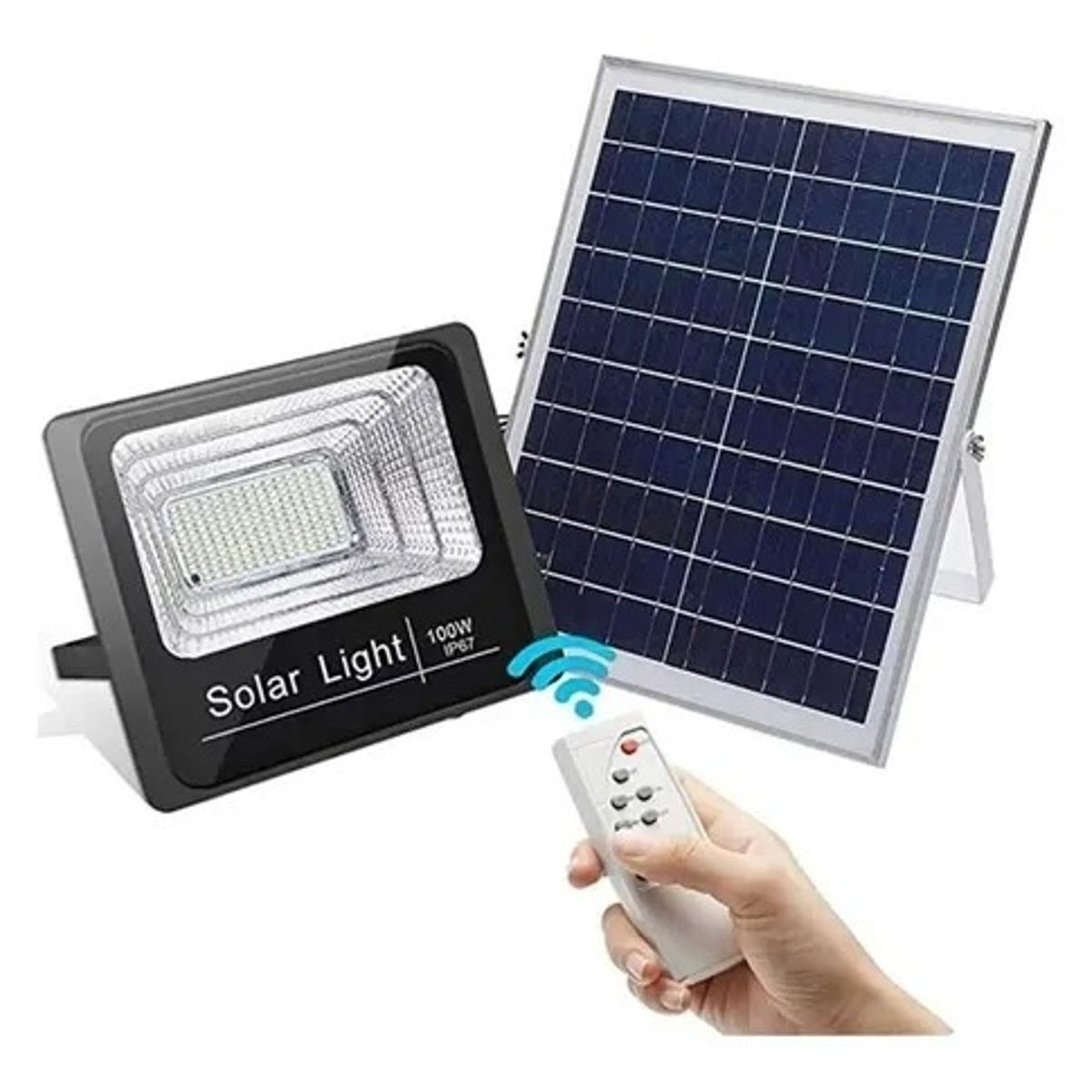 GENERICO - Foco Reflector Solar 100w + Panel Solar Y Control Remoto