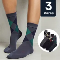UTILISIMO - Pack 3 Pares Calcetines Acrílico de Vestir Hombre Rombos Surtidos