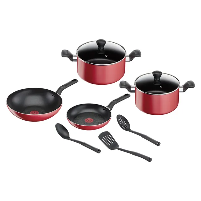 TEFAL - Tefal Batería De Cocina Antiadherente Super Cook Red 9 Piezas