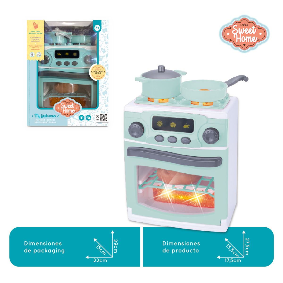 SWEET HOME - Horno Juguete con Luz Sonido y Comida Cambio de Color