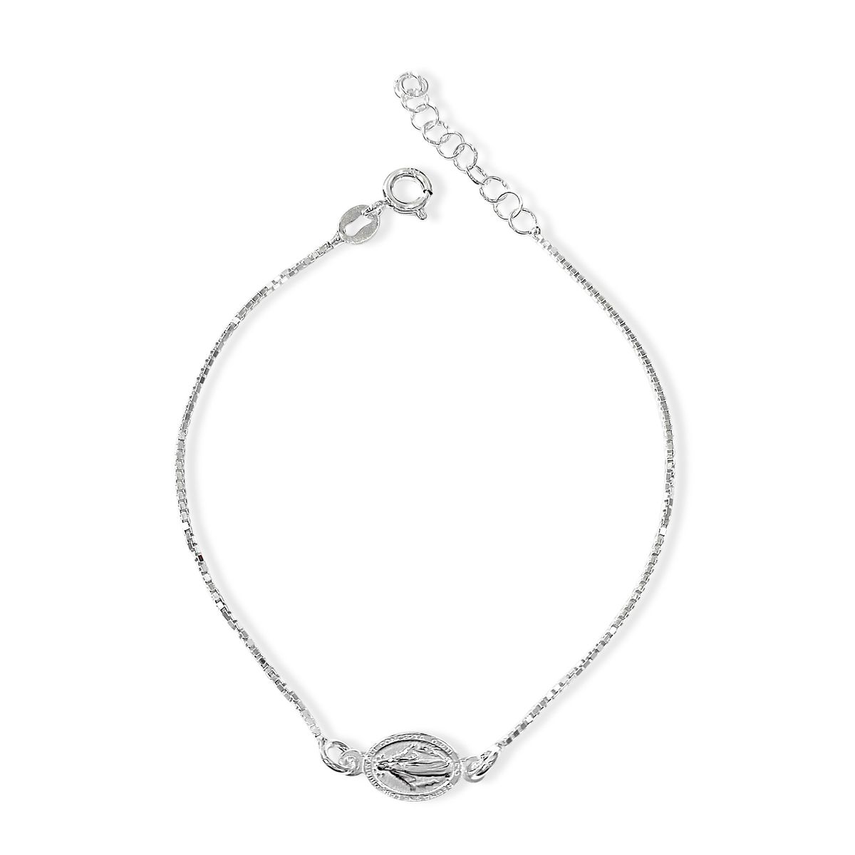 COGGIOLA - Pulsera Medalla Virgen De Los Rayos Borde Plata Fina 925