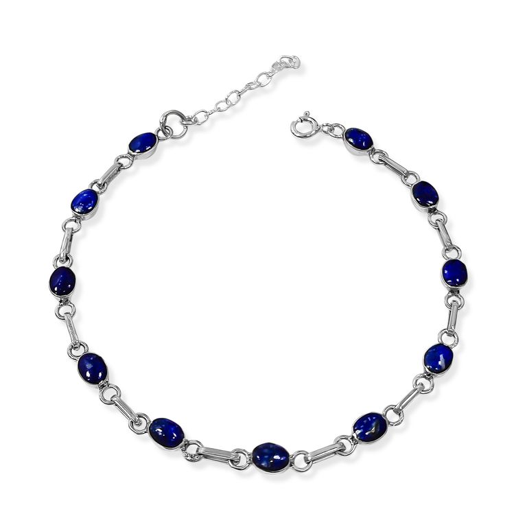 Pulsera Mini Ovalo Lapislazuli Plata Fina 950 Azul TALLA UNICA