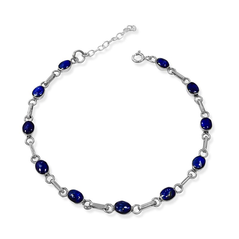 ANDREA COGGIOLA JOYAS - Pulsera Mini Óvalo Lapislázuli Plata Fina 950