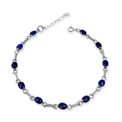 ANDREA COGGIOLA JOYAS - Pulsera Mini Óvalo Lapislázuli Plata Fina 950