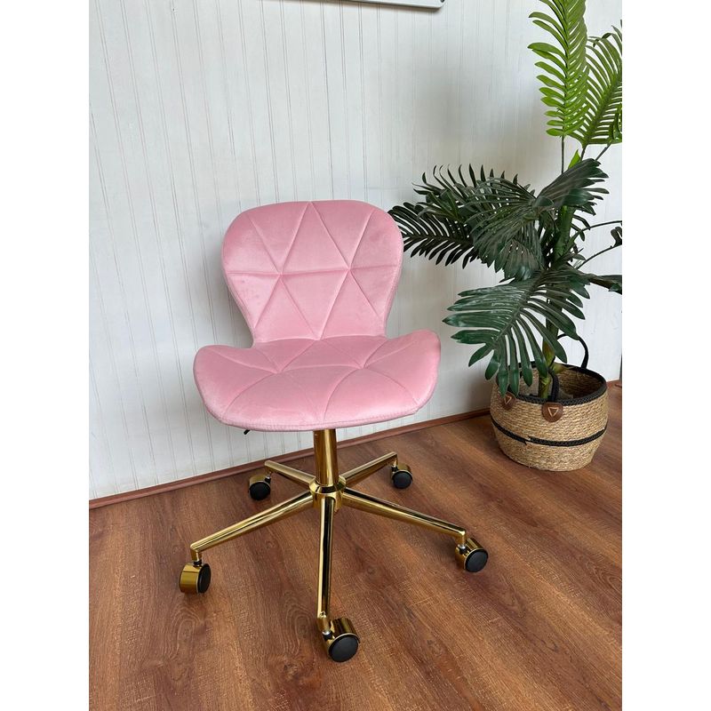GENERICO - Silla Mariposa con ruedas de escritoio velvet gold Rosa