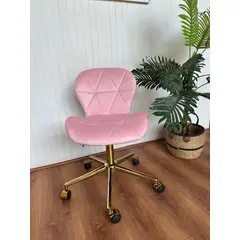 GENERICO - Silla Mariposa con ruedas de escritoio velvet gold Rosa
