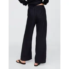 GAP - Pantalón Mujer Wide-Leg Lino Negro