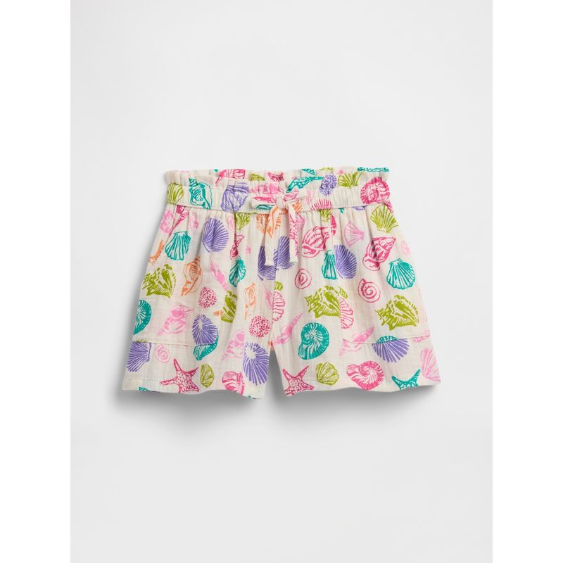 GAP - Short Niña Woven Print Blanco Gap
